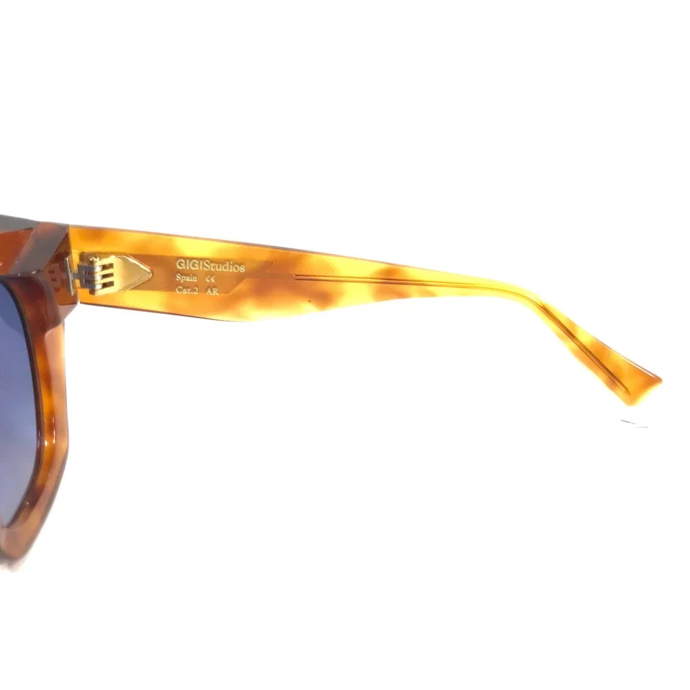 Gigi Studios Sunglasses BILLIE 6755/0 Brown Cat Eye Frames Blue Gradient Lenses